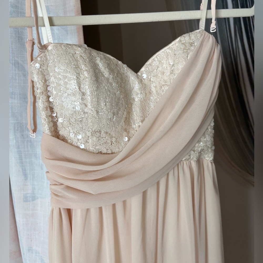 Vintage Soft Peach Bridal Pastel Evening Gown